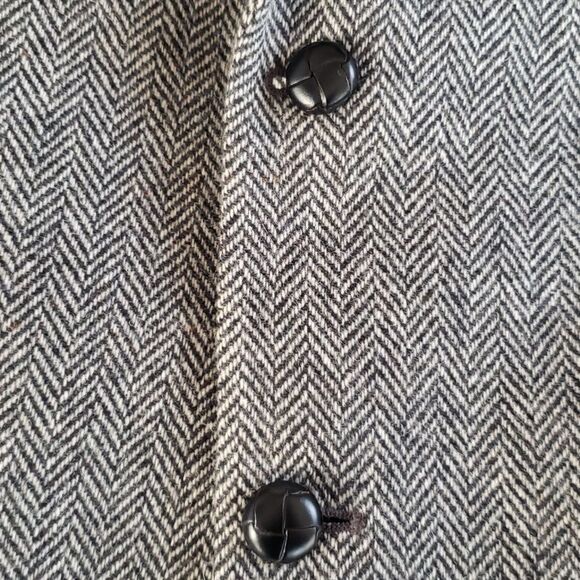 Savile Row Sport Coat Mens 44L Wool Tweed Herringbone Black White Blazer Jacket - Picture 7 of 7